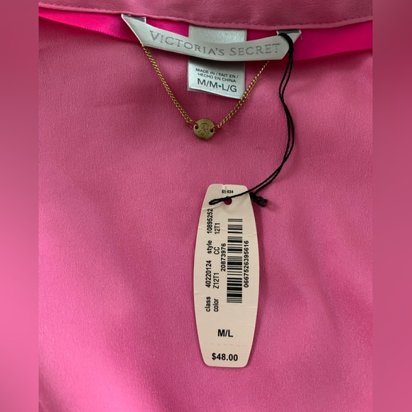 NWT Victoria’s Secret Silk Mini Robe: Pink with Cream Belt & Beaded Buckle M/L - Picture 11 of 16